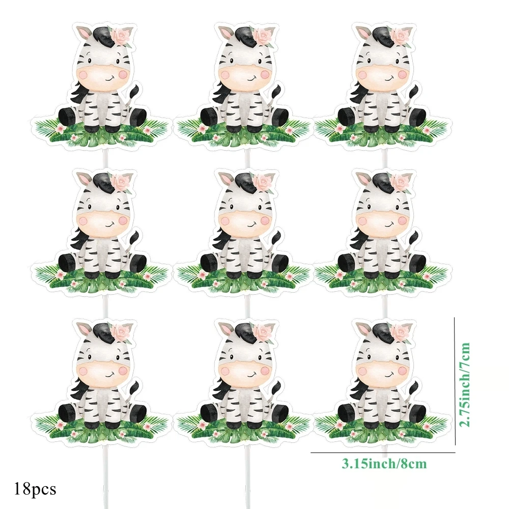 18 stücke Karton Tier Cupcake Topper rosa Papier Topper für Mädchen Dschungel Safari Geburtstags feier Kuchen Dekoration DIY Kuchen liefert – Detail 6