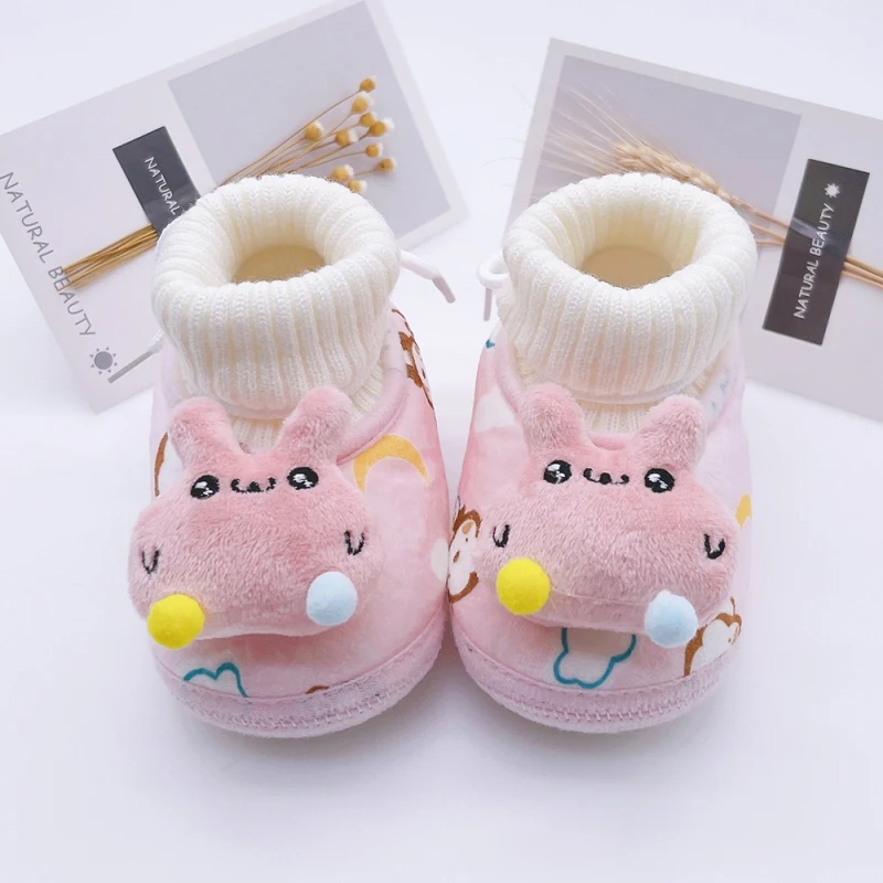 Baby Shoes Boy Girl Booties Winter Warm Cartoon Cute Infant Newborn Crib Shoes Cotton Soft Anti-slip Toddler Prewalkers 1