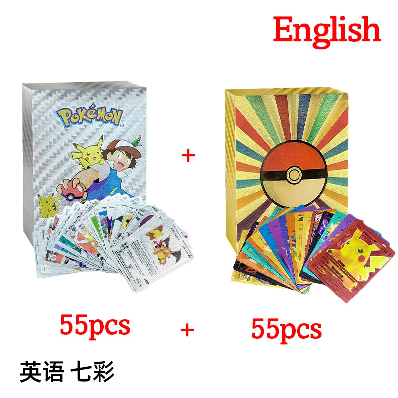 thumbnail image 1 of 55-275 Pcs Card Spanish English Vmax GX original colour Gold silver black Pikachu Rare Collection Battle letter kids Toy, 1 of 5