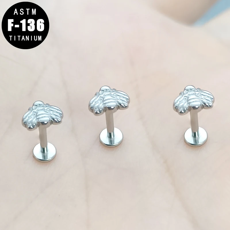 Astm F136 Titanium Lip Labret Rings Helix Piercing Bee Zircon Internal