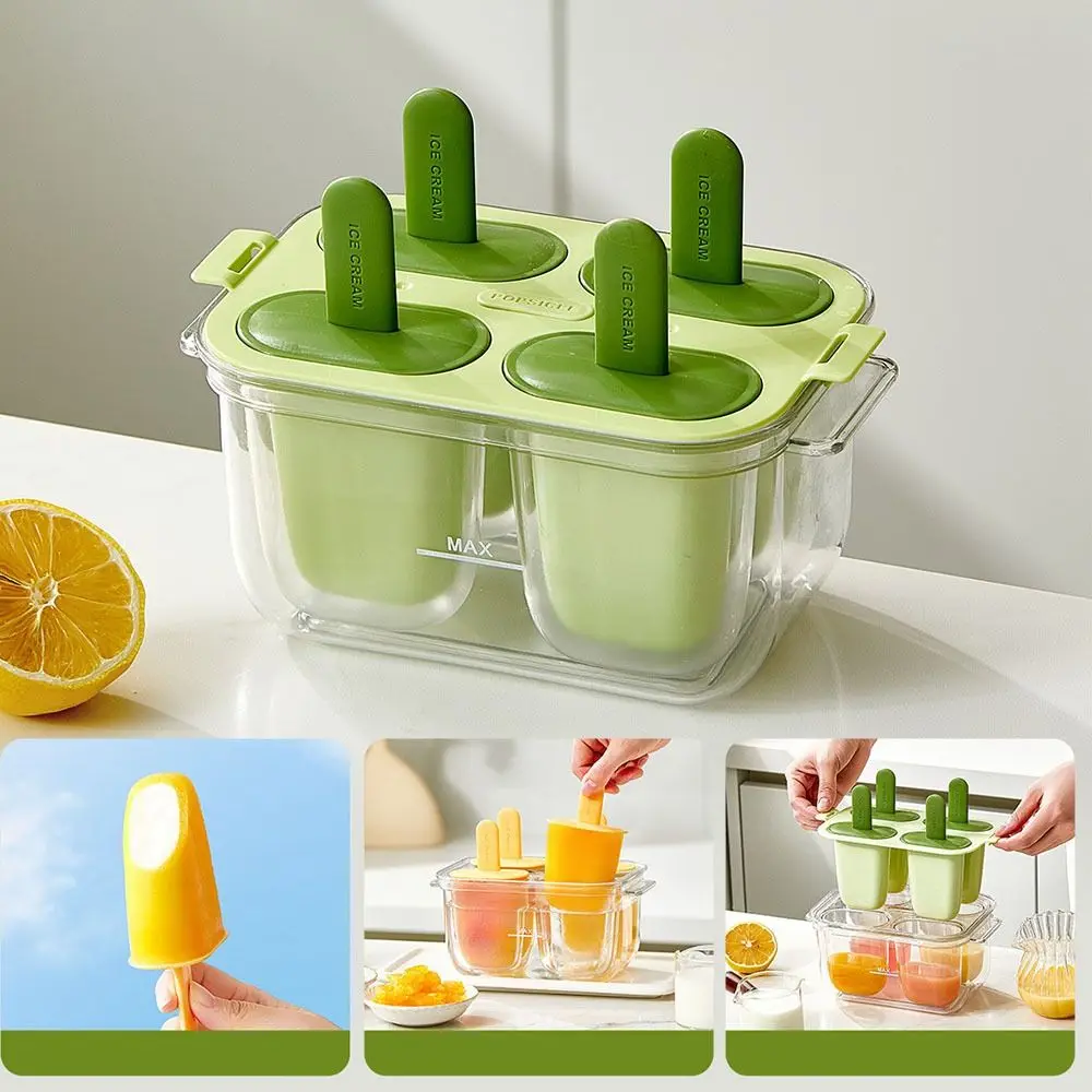 Ice Making Container Easy to Demold Ice Cream Mold Set Food-Grade DIY Popsicle Molds with Stick Handmade Cream Maker Summer