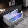Whirlpool Bathtub, Jetted Tub with Light SPA Hydromassage with Chromatherapy Acrylic 3-Side Apron White User-Friendly Jetted Tub 1