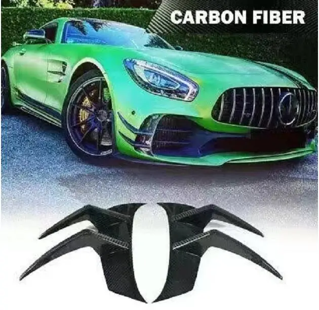 

Carbon Fiber Front Bumper Lip grille Splitters Aprons Fog light Cover For Mercedes-Benz AMG GTR COUPE 2015 2016 2017 2018
