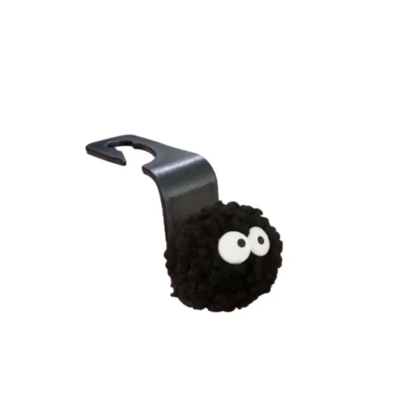 Cute Little Coal Ball Car Seat Back Hook Storage Car Headrest Organizer Food Bag Handbag Decoration Clothes Hanger
