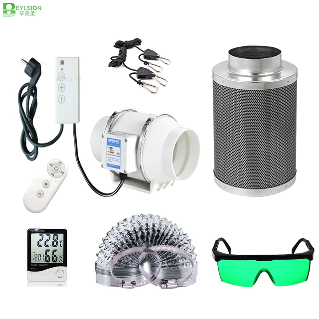Értékesíthető Sebesség 4/5/6/8 Hüvelykes Centrifugális Ventilátorok Aktivált Szén Légszűrőkészlet Hidroponikákhoz Grow Sátra