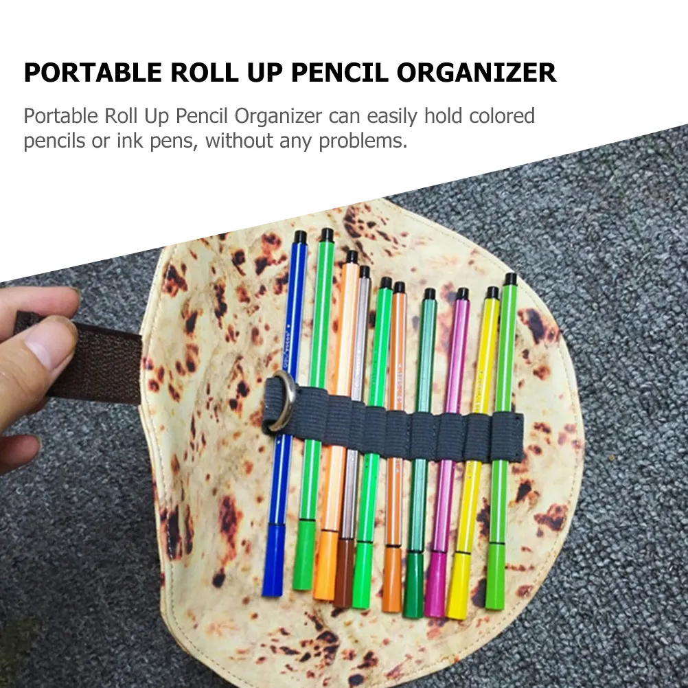 2Pcs 캔버스 연필 롤업 케이스 토르티야 패턴 컬러 연필용 휴대용 문구 정리함 스케치 미술 용품