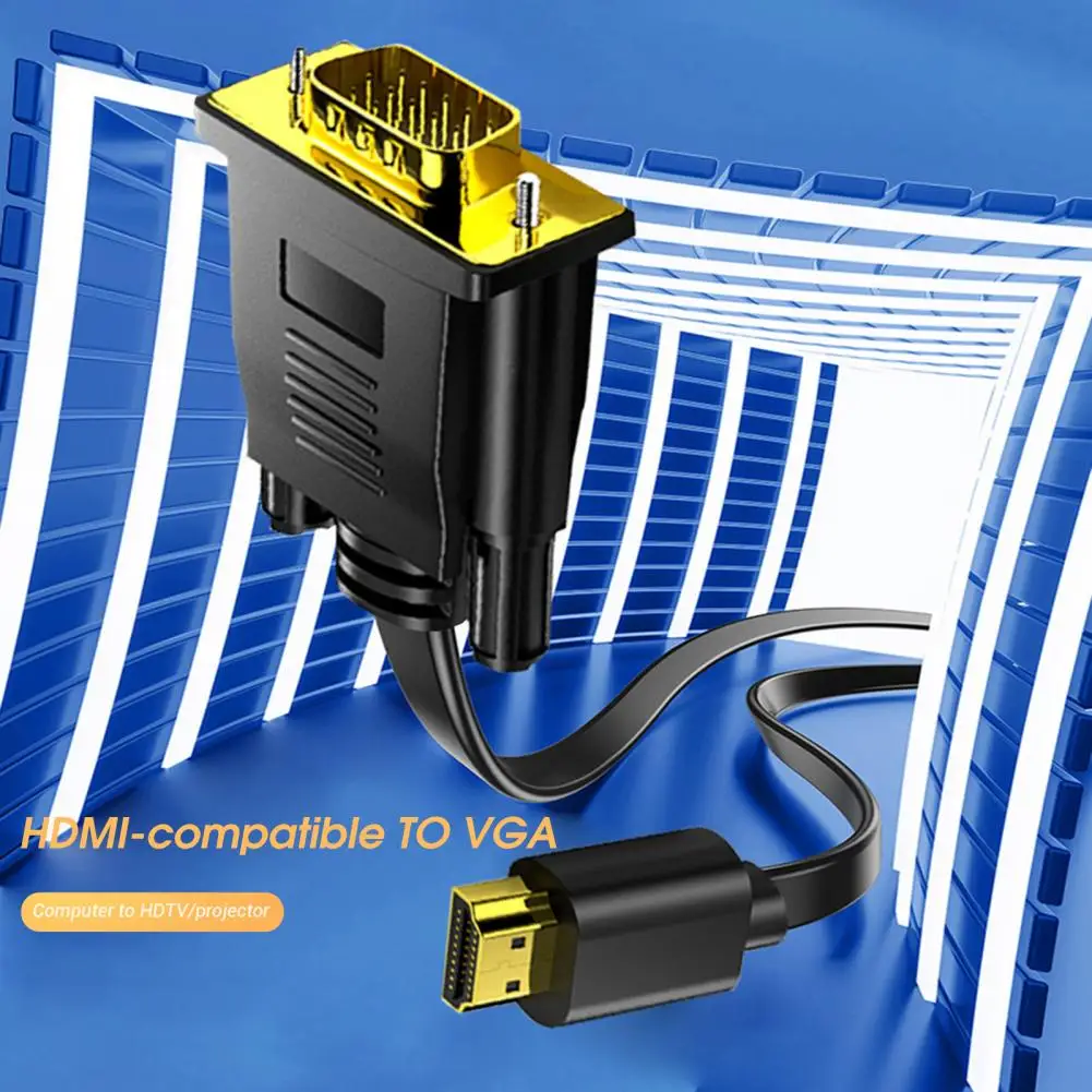 

Converter Cable High Resolution Fast Transmission Plug Play HDMI-compatible Male to VGA PVC Video Adapter Cord for Laptop