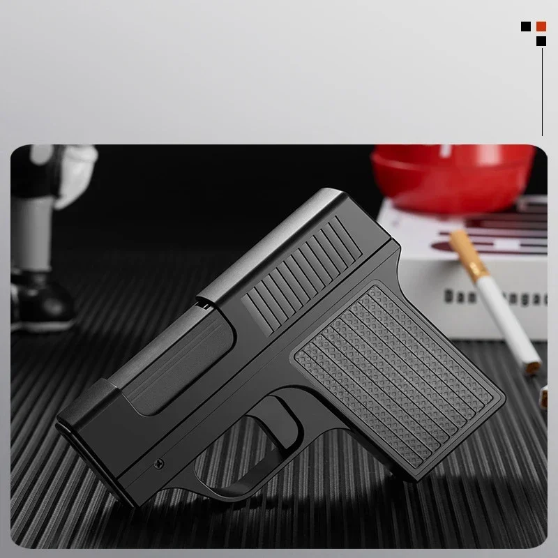 Creative Pistol Shape Lighter With 10PCS Cigarette Box Butane Gas Lighter Welding Gun Windproof Cigar Lighter Unusual Men Gift 6
