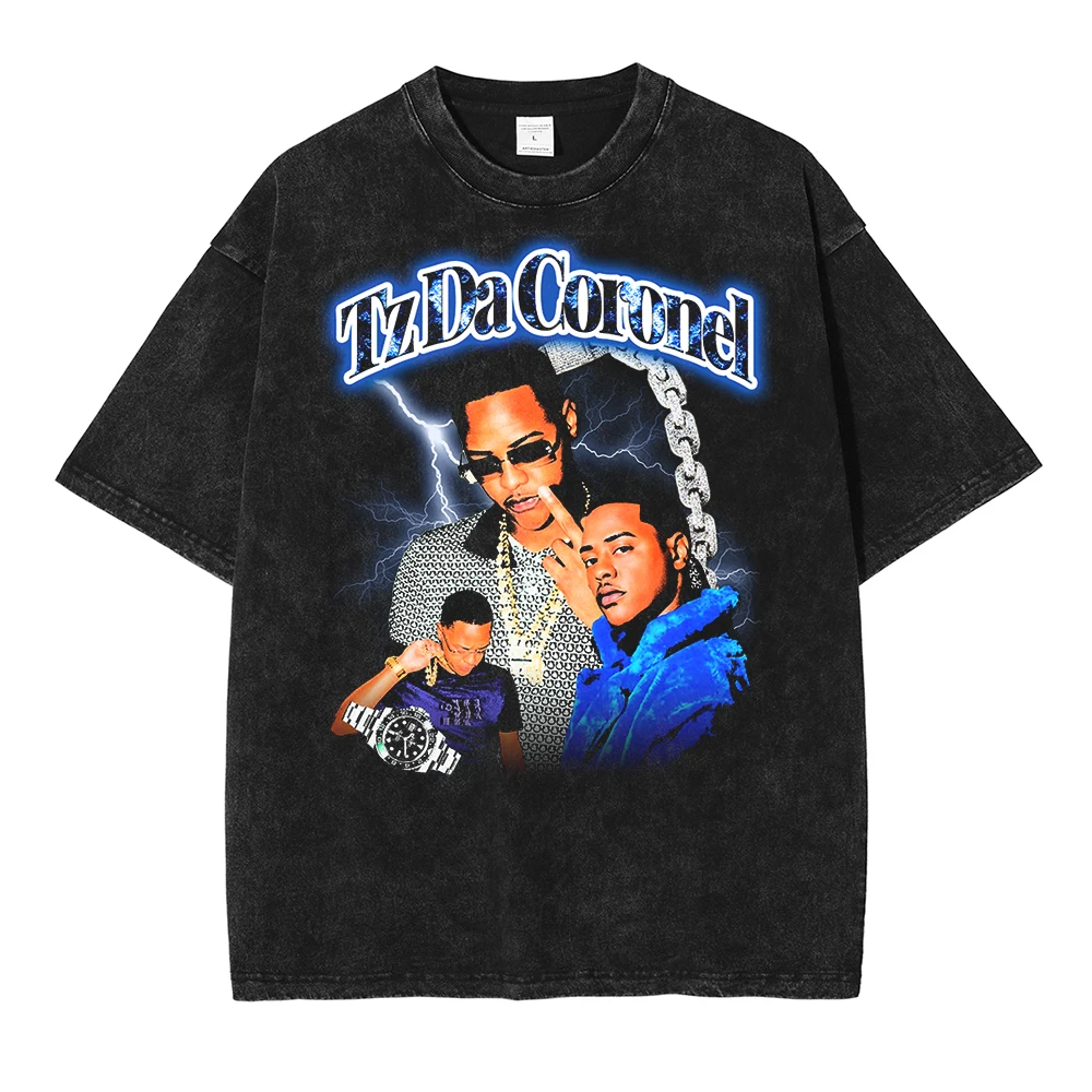 

Harajuku Hip Hop Streetwear 2023 Rapper Portrait Print T Shirt Vintage Washed Shirts Sleeve Men Oversized T Shirt Fashion Tops