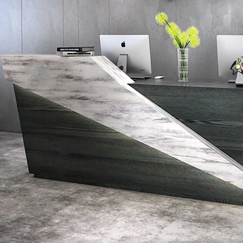 Storefront Desk Reception Offices Wooden Cashier Counter Stand Reception Counter Stainless Ufficio Tavolo Lusso Salon Furniture
