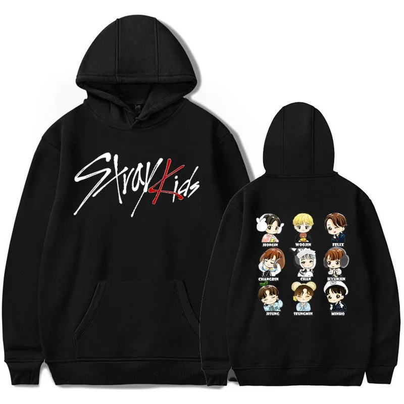 

Korean Stars KPOP Stray Kids Hoodies Cute Cartoon Member Printed Pullover Fashion Casual Hooded Long Sleeve Sweatshirts