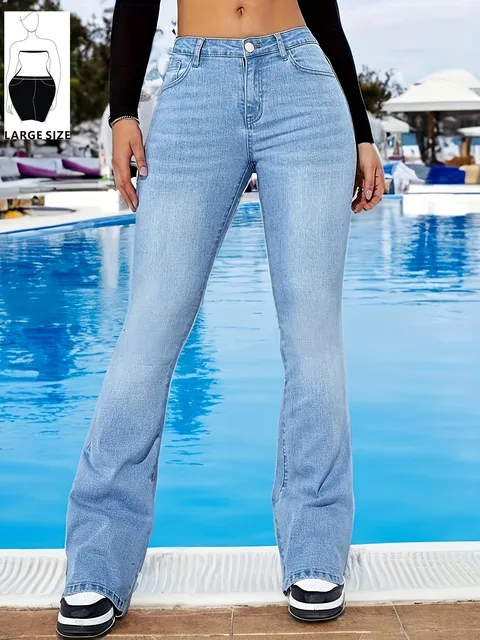 Jean femme taille haute levage des hanches minceur FLARE PANTS 3