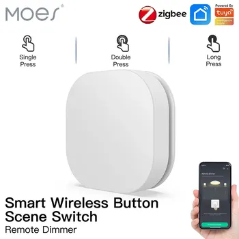 Moes Tuya ZigBee 스마트 단추 스위치, 무선 리모컨 다중 장면 연결 스위치, 배터리 전원 자동화 시나리오