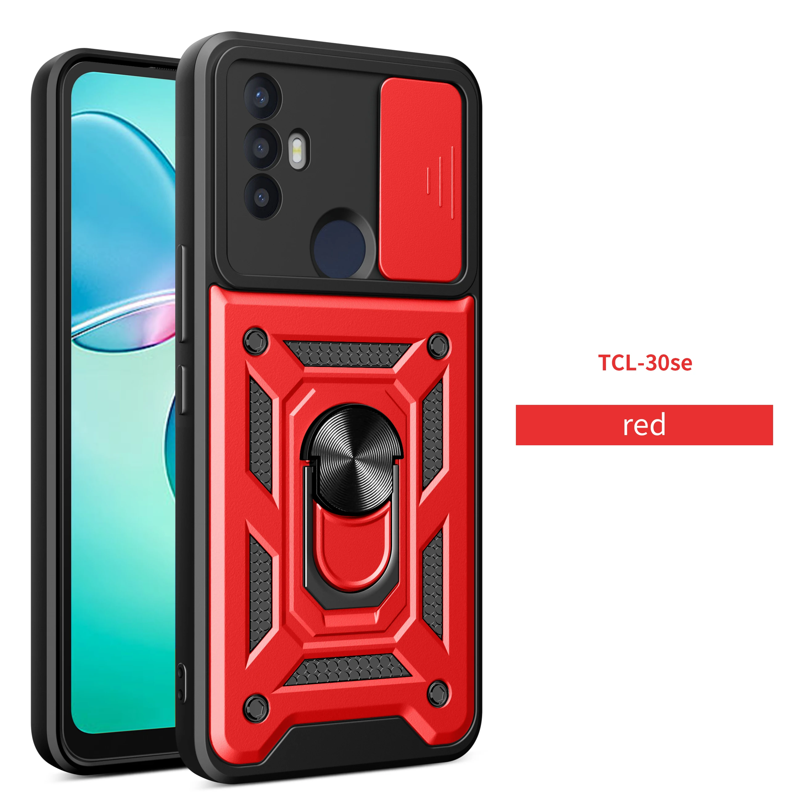 Magnetic Ring Holder Armor Case with Slide Camera Protection