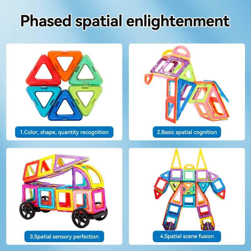 Medium Size Magnetic Blocks Magnetic Designer Constructor Set Model Building Bricks Educational Toys for Children 30-168pcs