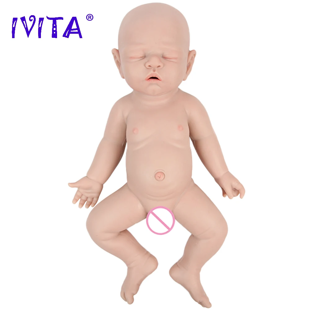 IVITA WG1528 43cm Full Body Silicone Reborn Baby Doll Realistic Girl Dolls Unpainted Baby Toys with Clothes for Children Gift 3