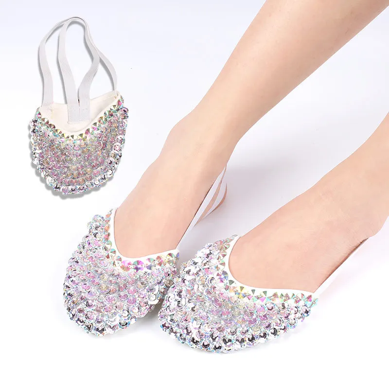 

Women's Half Toe Flat Ballet Dance Shoes Girls Performance Practice Ballet Pointe Dancing Shoes Non-Slip Glitter Practice Socks