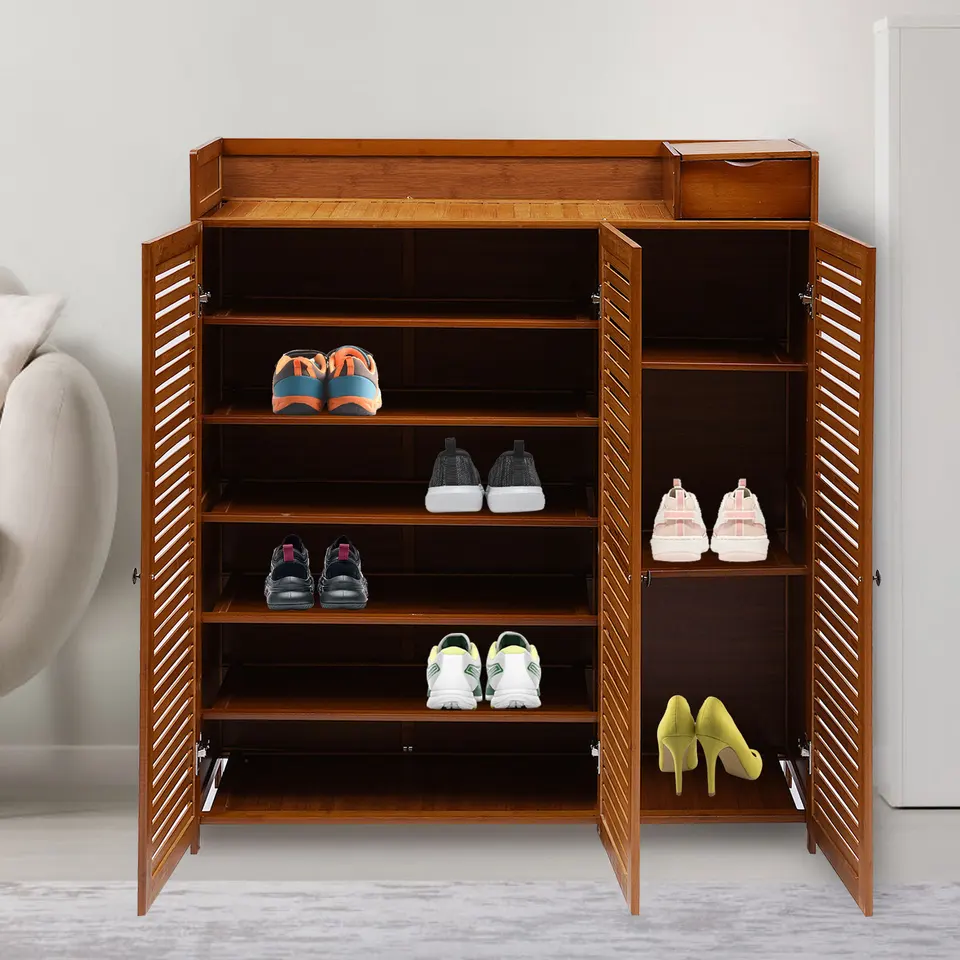 Bamboo Multilayer Shoe Cabinet Space Saving Organizer