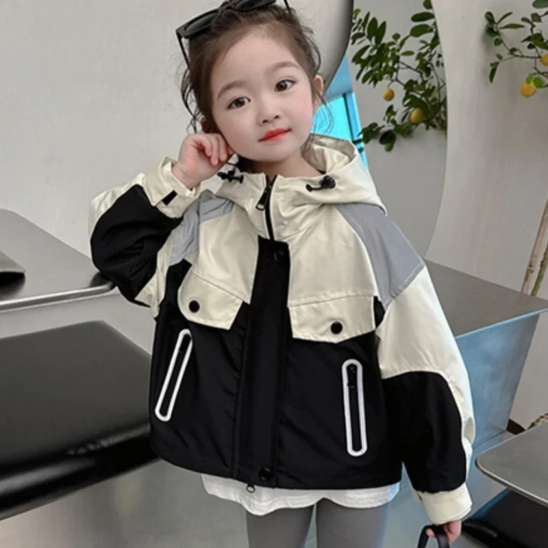 

Girls Coat Overcoat Jacket Windbreak Outerwear 2024 Hooded Spring Autumn Cotton Outfits Sport Teenagers Children's Clothing