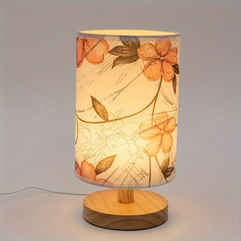 Orange Printed Fabric Desk Lamp, USB - Powered, Suitable for Bedrooms, Living Rooms, Etc., for Decorative Lighting.