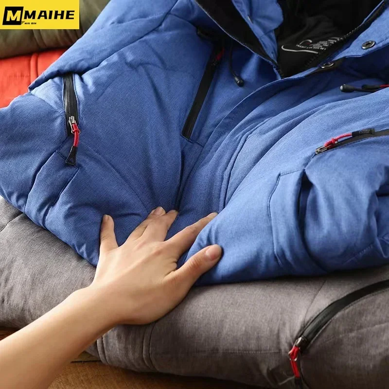 Men's White Duck Down Jacket Warm Hooded Thick Puffer Jackets Coat Male Casual High Quality Overcoat Thermal Winter Parka Men Bo