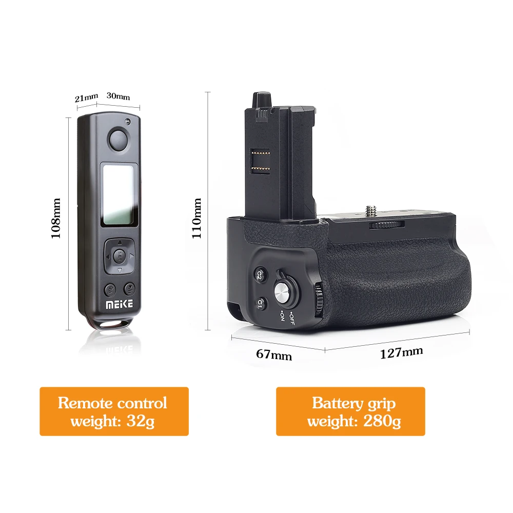 Meike MK-A7R IV Pro With Remote Vertical Battery Grip Replacement VG-C4EM Work for Sony A7R IV A7 A9II A1 Cameras