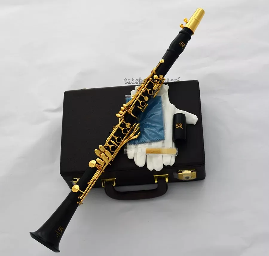 Professional new Grenadilla Ebony Wooden Clarinet 19 key Gold Plated With Case
