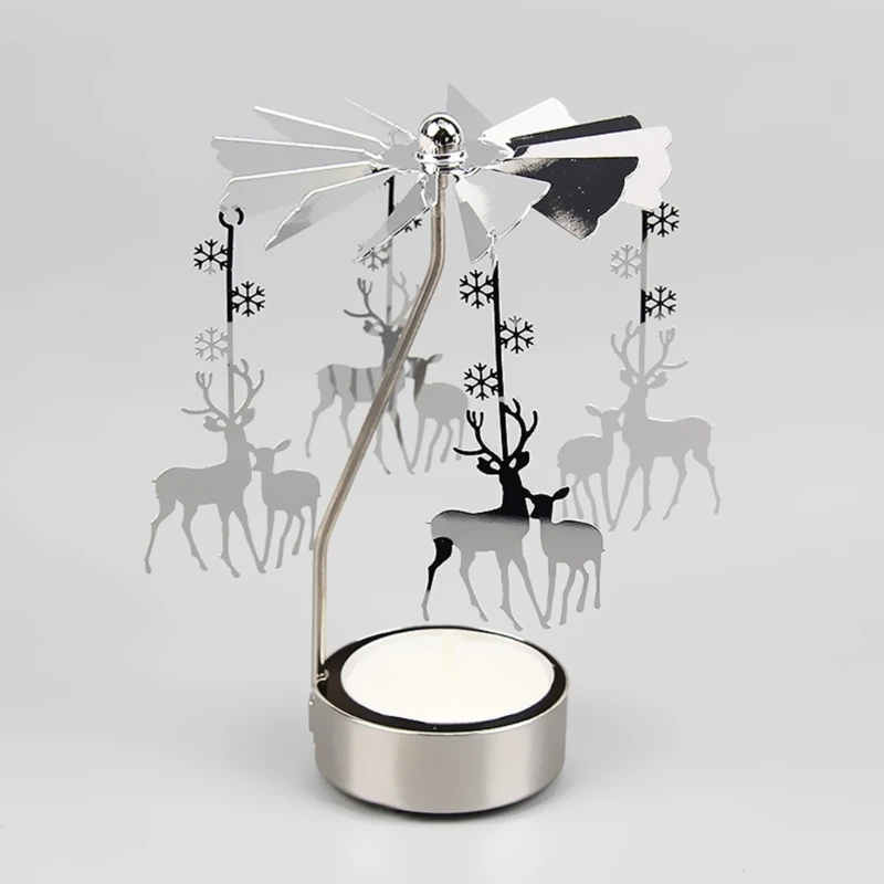 Rotating Tea Light Candle Holder Carousel Spinning Tealight Stand Candleholders for Romantic Wedding Party Home