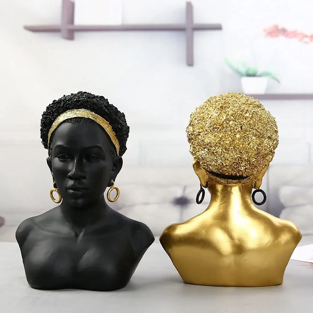 African art sculptures creative african lady black bust african american statue resin crafts desktop ornaments modern
