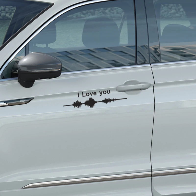 

I Love You Letter Car Sticker Sound Waves Multiple colour Stickers For Car Sun Protection Car Accessories