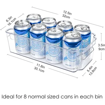 HOOJO Refrigerator Organizer Bins - 8pcs Clear Plastic Bins For Fridge, Freezer, Kitchen Cabinet, Pantry Organization 3