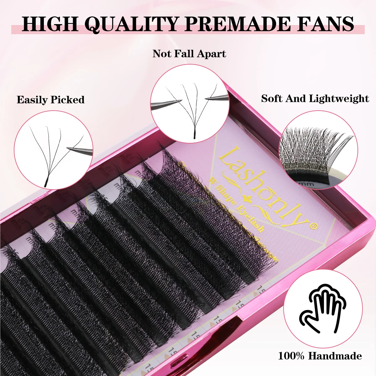 Lashonly 3D 4D 5D 6D W Automatic Flowering Premade Fans Lash Extension Clusters Volume Lashes  Full Dense Natural Soft Grafting 5