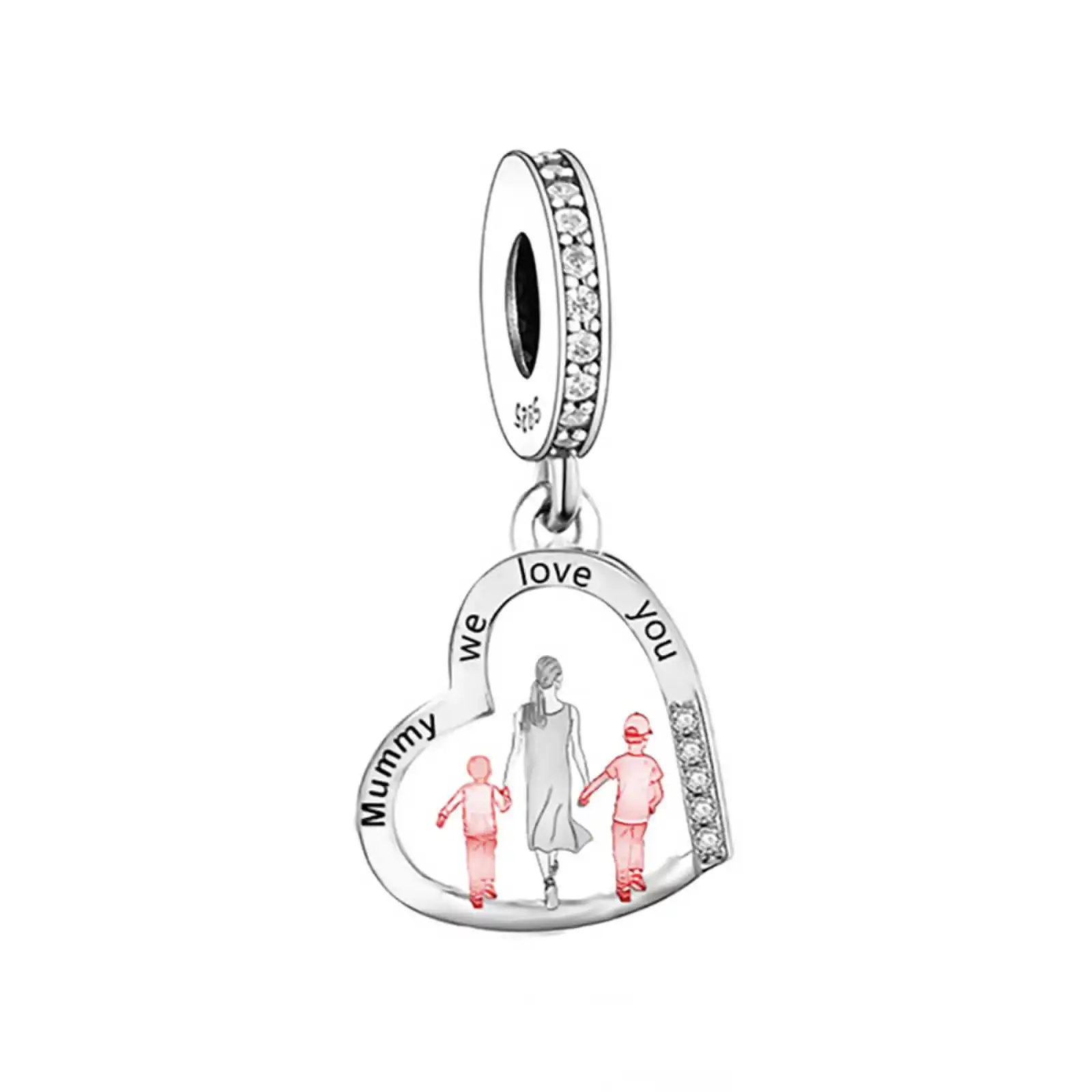 Fit Original Pan Charms Bracelet 925 Silver Mother Son Mother Daughter Hand In Hand Walk Together Bead For Making Women Berloque 3