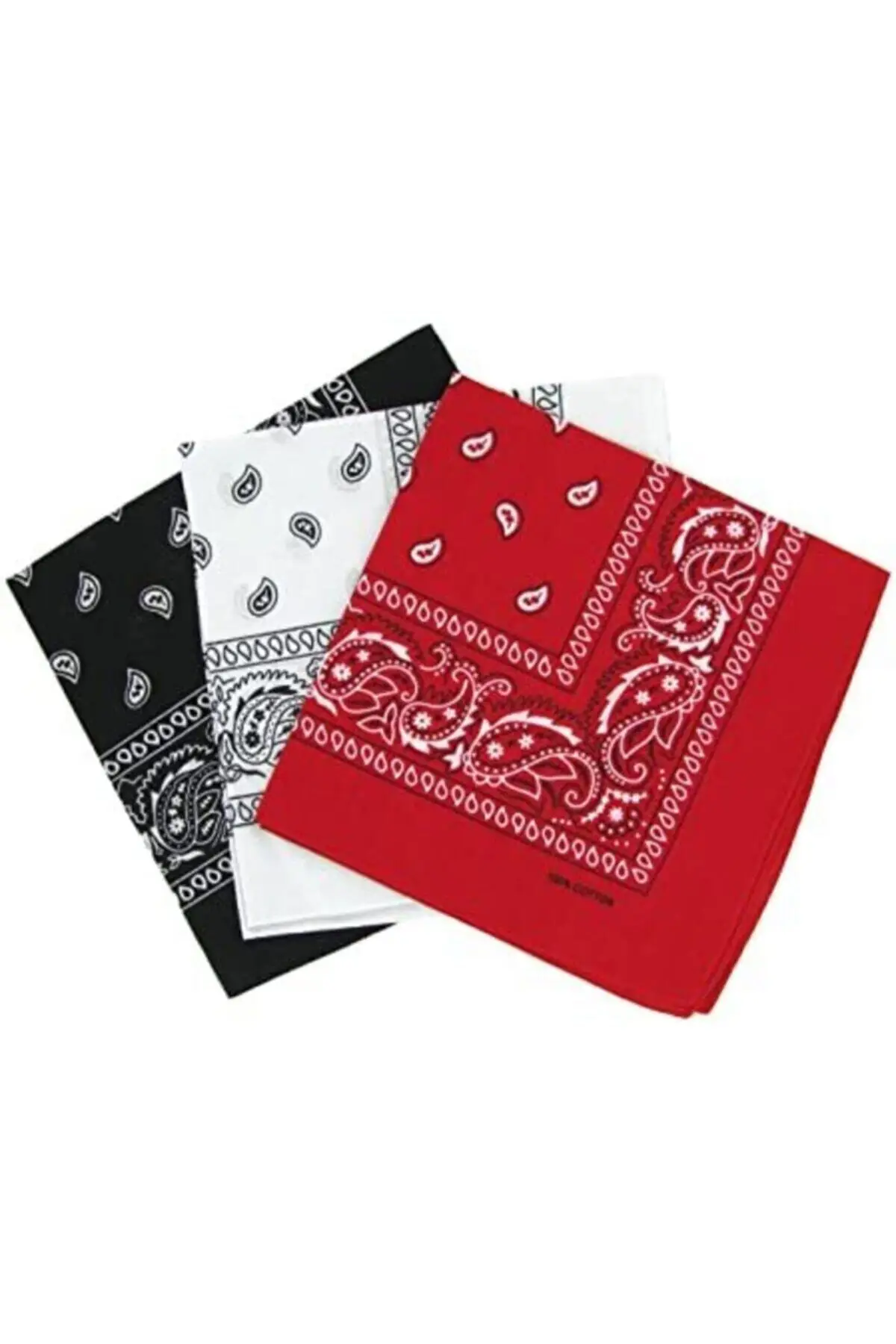 Unisex Black White Red Square Bandana Scarf 3 Pieces 100% Cotton Fabric 55x55 cm Hair Accessory replacement fabric for cantilever umbrella sand white 300 cm