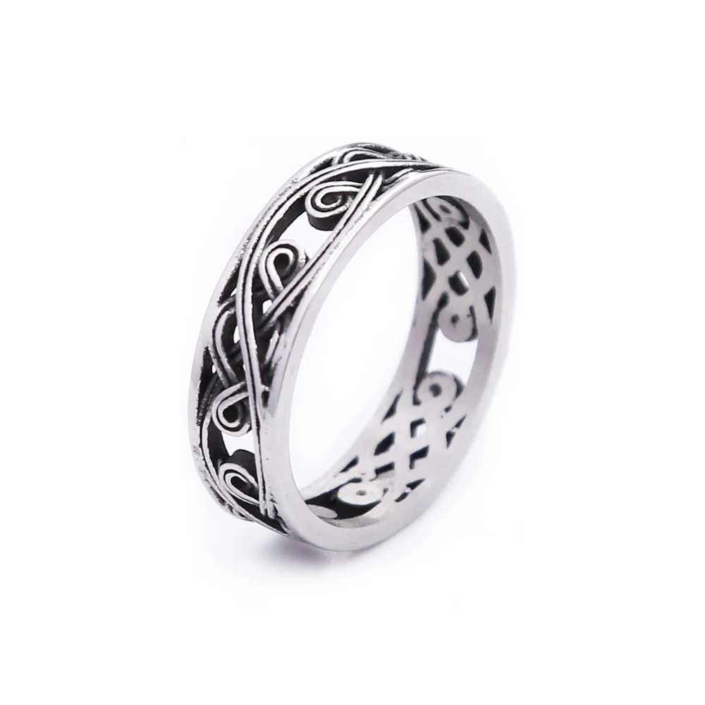 Vintage Mode Edelstahl Celtics Knoten Ring Punk Hip Hop einfache Tang Glas Muster Ringe für Männer Frauen Party Schmuck Geschenke – Detail 2