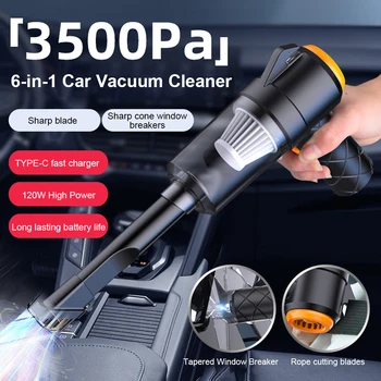 6 In 1 Blowing & Suction Vacuum Cleaner 3500PA Strong Suction Mini Handheld Cleaner Multifunctional for Car Home Office Cleaning 2