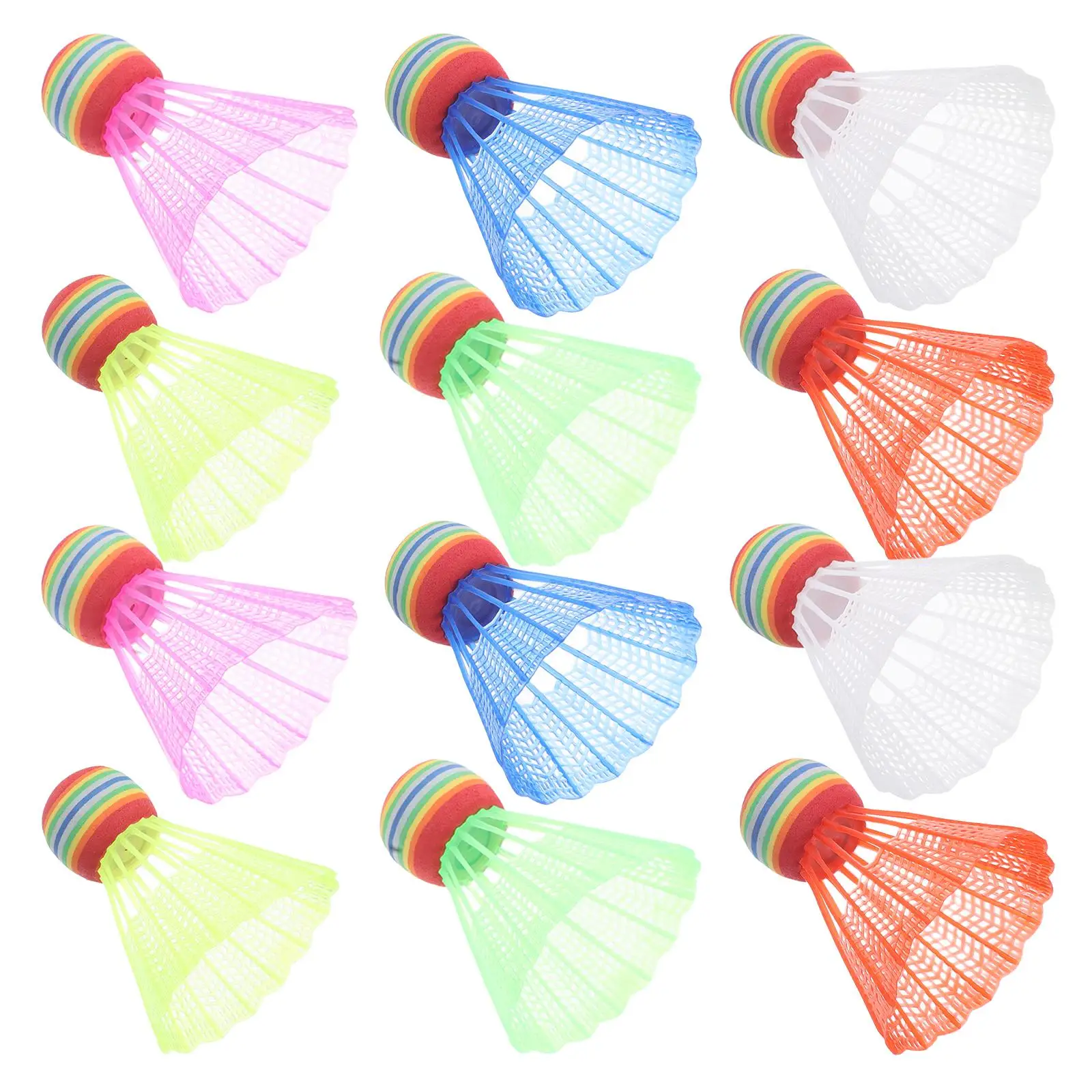 Color Big Head Badminton Shuttlecocks Foam Kids Sports Supplies Indoor Colored Shuttlecock Outdoor Lightweight Portable 12 Pcs
