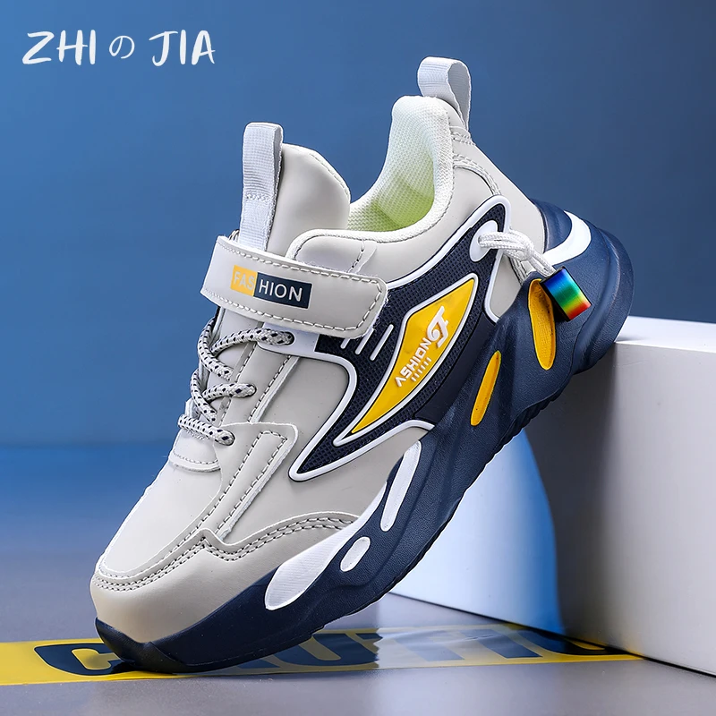 أحذية رياضية للأطفال شبكية تسمح بالتهوية ، أحذية جلدية كاجوال ، أحذية ركض خارجية ، اتجاه الموضة الشائعة ، الخريف ، الشتاء