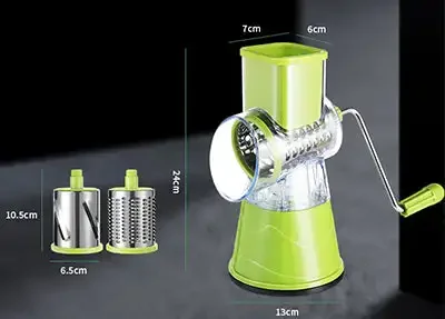 Description Picture 2 of item3-in-1 Manual Rotation Vegetable Fruit Slicer Round Cutter Potato Grater Spiralizer Vegetable Chopper Kitchen Home Tools