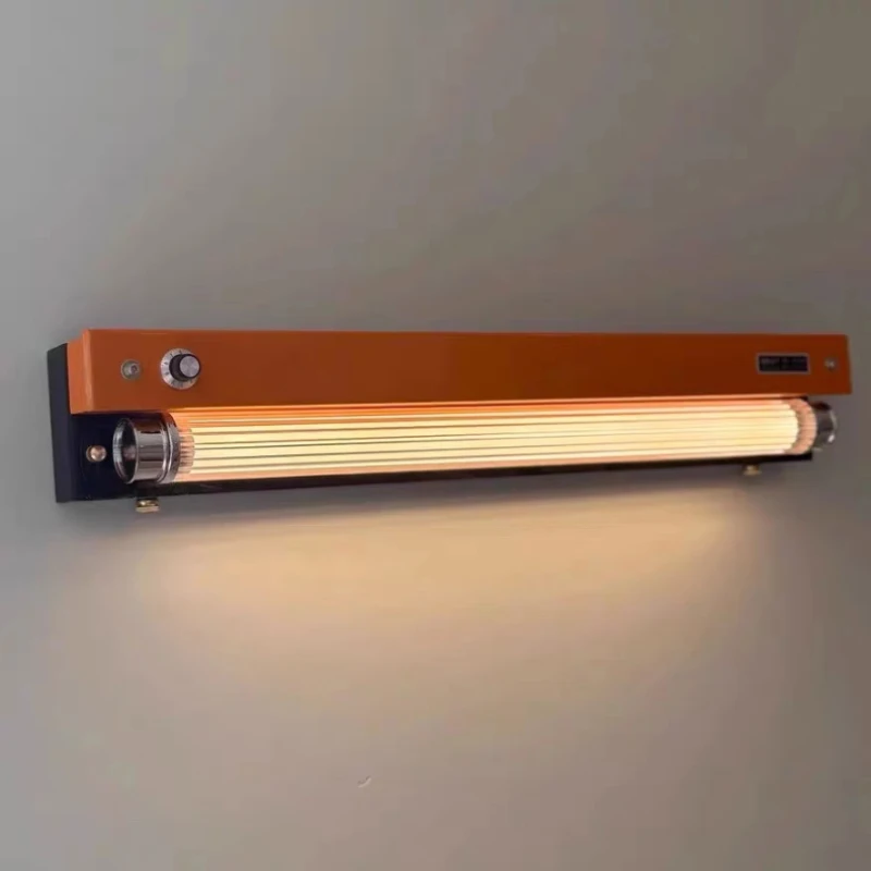 Art Design LED โคมไฟติดผนังสวิทช์ Dimming สไตล์ใหม่สีส้มโลหะสีดําอะคริลิคใสหลอด Sconce สําหรับห้องนอนห้องนั่งเล่น Shop 1