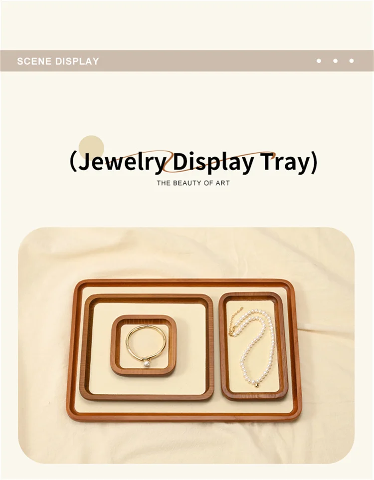 WoodTen Solid Wood Jewelry Tray Retro Ring Earring Display Necklace Bracelet Watch Jewelry Tray Stackable Jewelry Organizer Tray