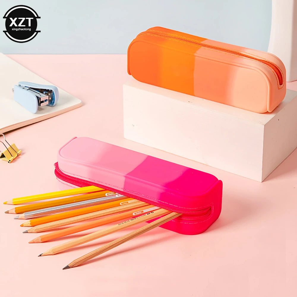 Trousse 2 En 1 En Silicone + 8 Stylos Gel Effaçables 0,7 Mm - Design Kawaii Animaux - Pour école, Bureau - 5