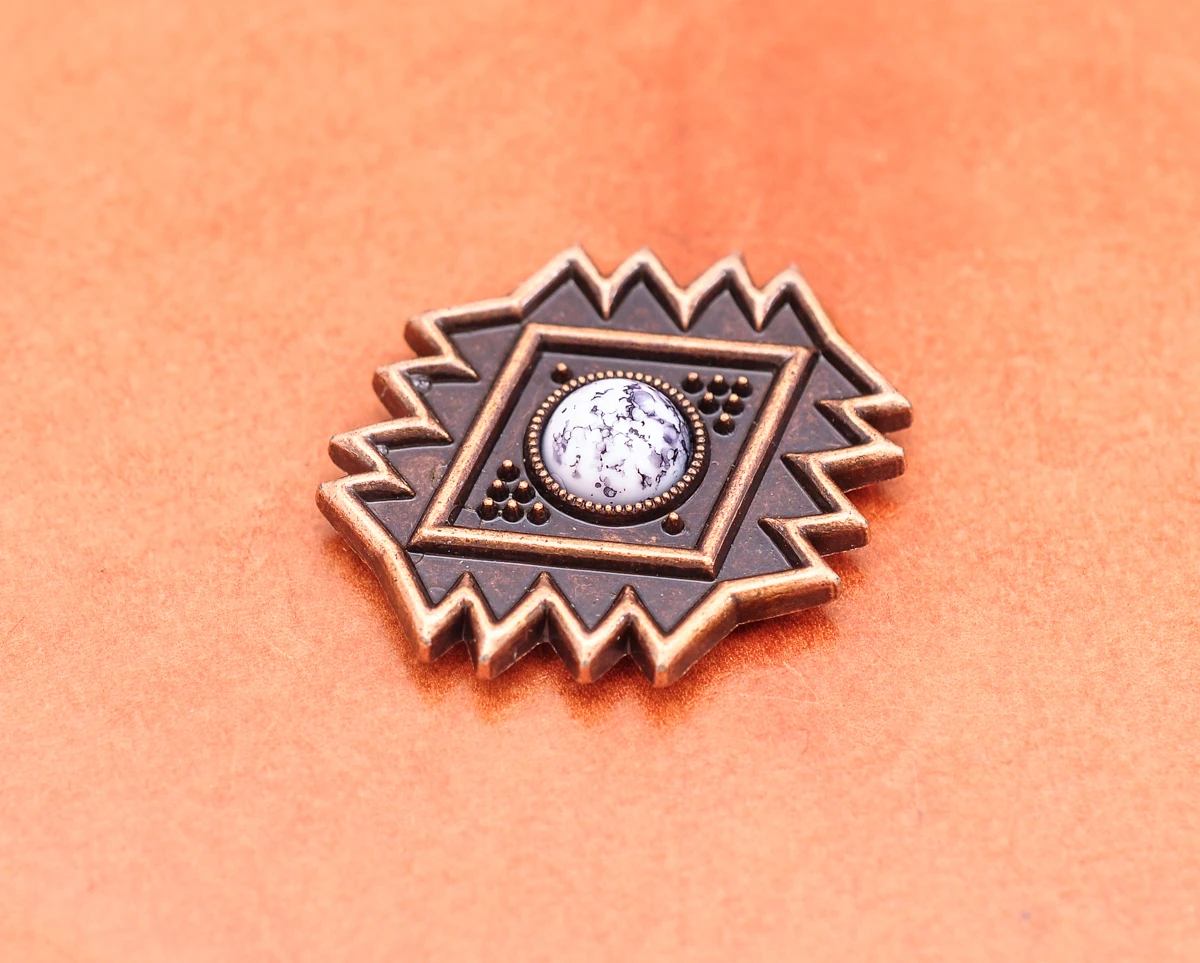 10pcs 30mm Retro Kupfer traditionelle Religion Symbol Leder Handwerk Gürtel Hutband schwarz türkis Concho Ornament Screw back – Detail 2