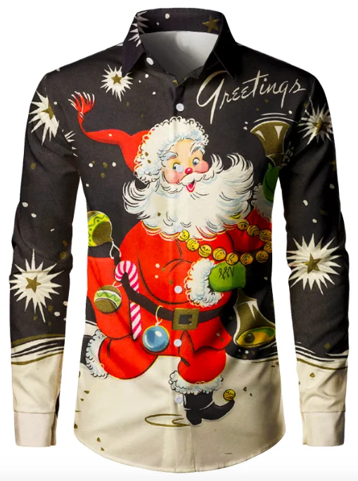 

Men's Santa Claus Christmas Holiday Long Sleeve Shirt