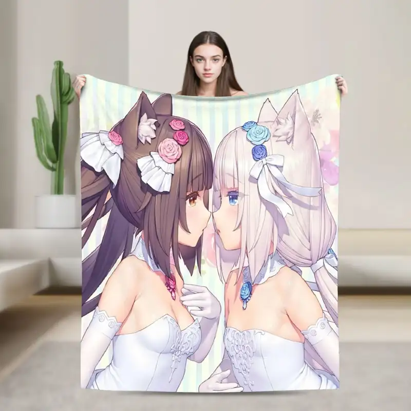 Shigure Minaduki and Fraise Nekopara Anime Blanket  Flannel Funny Soft Throw Blankets for Bed Sofa Autumn/Winter - Image 14