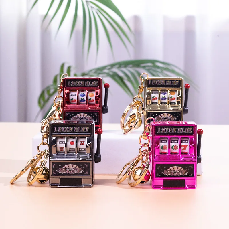 Lucky Jackpot Mini Fruit Slot Machine arcade Birthday Keychain Gift Educational Toy Coin Operated Games Gambling Machine 1pc