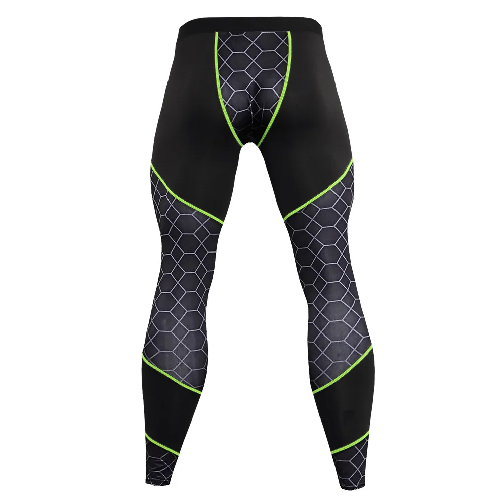 S-3XL Pantaloni sportivi da corsa Fiess da uomo Pantaloni da allenamento con pannelli stampati Leggings elastici ad asciugatura rapida traspiranti_voghion.com