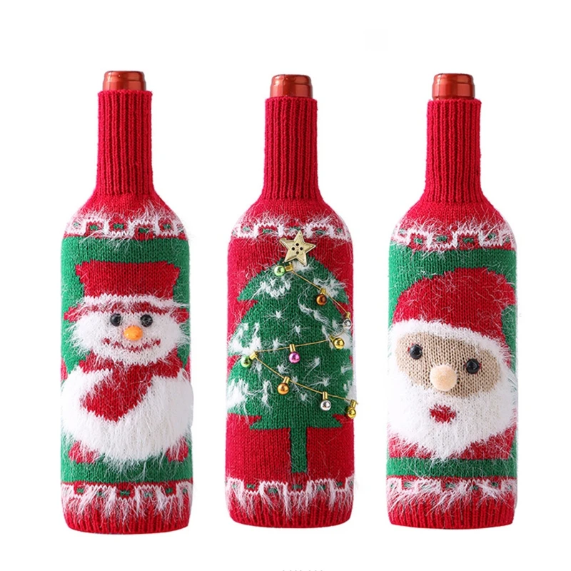 

Christmas Champagne Bottle Cover Wine Bottle Covers Sweater for Xmas Decoration Great Gift to Wine Lovers Multi Patterns