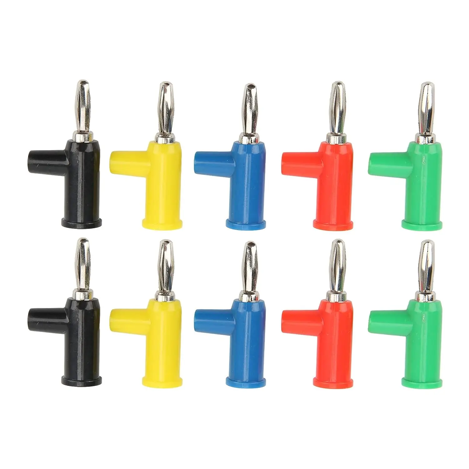 

Banana Plugs 4mm Stackable Solderless Connect Plug Red/ Black/ Yellow/ Blue/ Green Durable Brass Anticorrosion Stackable Banana