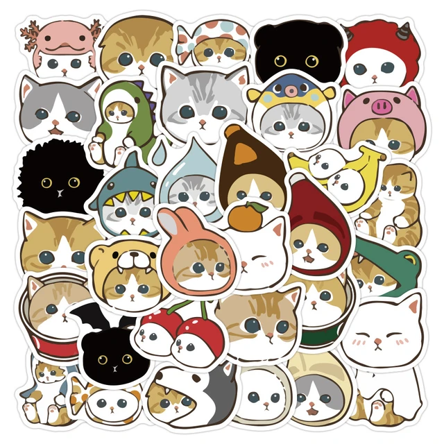 10/20/40 pçs kawaii gato dos desenhos animados adesivo bonito animais  decalques crianças brinquedo scrapbook portátil guitarra mala telefone  carro